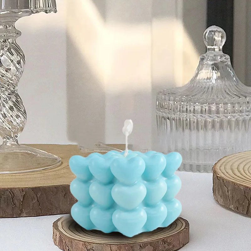 On Sale Heart Shaped Rubik's Cube Mold Silicone Rubber Ice Soap Scent Candle for Small Business