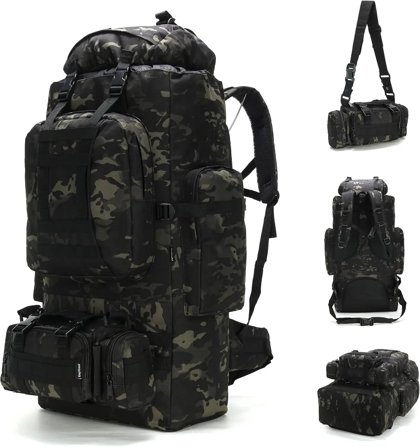 Best Black Camo extra Large 70L Lightweight 3 Day Thru Hiking Back Pack with Rain Cover for Men Travel