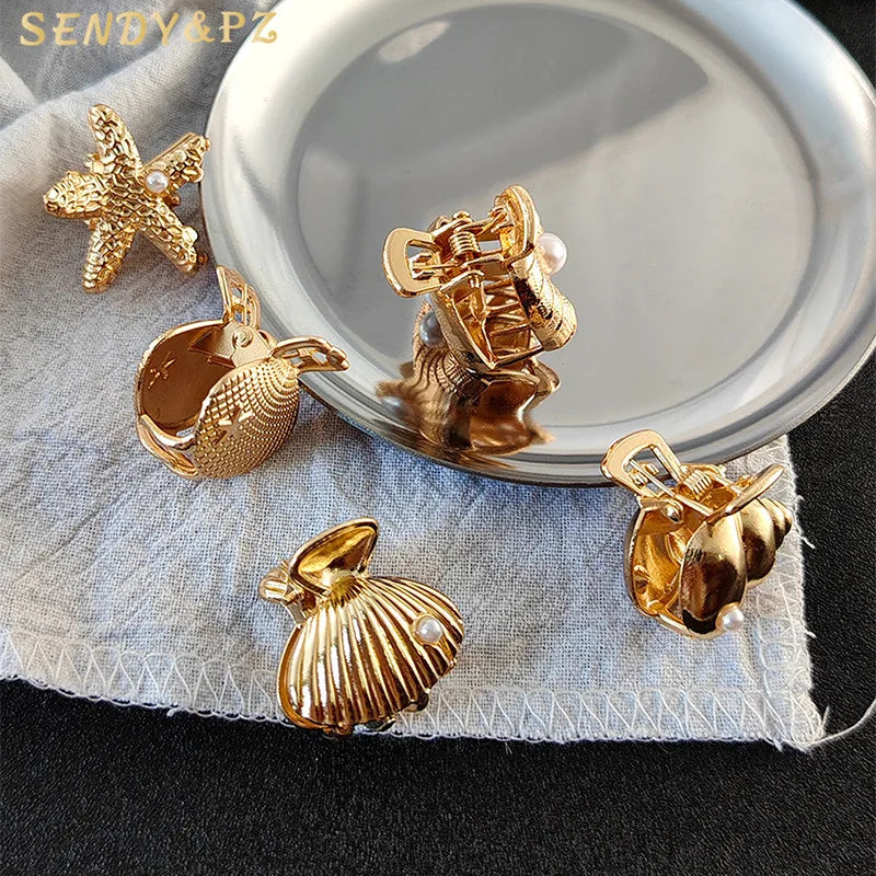 Wholesale New Gold Shell Alloy Small Claw Hair Clip Fashion 2.5cm Mini Small Metal Claw Clip for Women