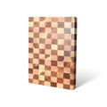 Acacia Wood Platter with Unique Chess Pattern Natural Design Cheese Chopping Board Block
