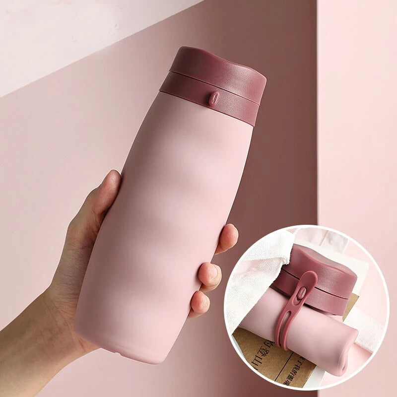 Foldable Silicone Sport Travel Mug 600ml Leak Proof Reusable Portable Outdoor Water Bottle