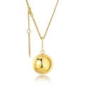 Ins Light Luxury Brass 18k Real Gold Plated Gold Bead Gold Ball Pendant Necklace and Earrings