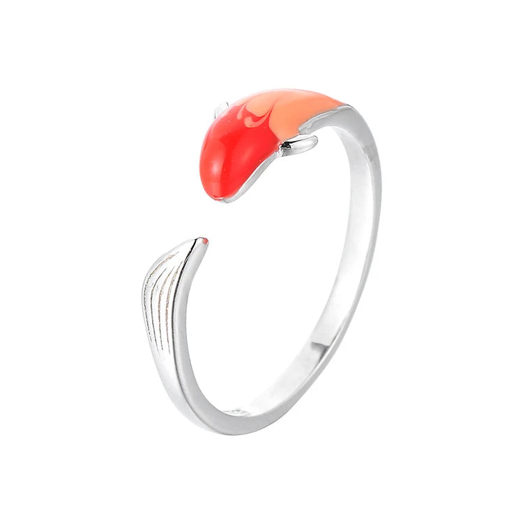 Red Koi Ring Female Niche Design Silver Ring Female Fashion Personality Ring 2022 New Trend Is Simple