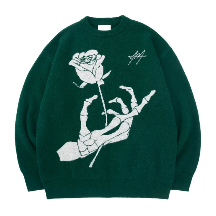 Men's High-Quality Pullover Crew Neck Sweater Wool Streetwear Jacquard Pattern Supports Custom Colors Knitted Sweater