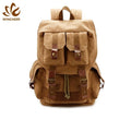 Vintage Style Canvas Hiking Pack Rucksack Men's College Shoulder Bag with Polyester Lining Fashionable Summer Accessory
