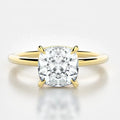 3 Carat Cushion Cut Diamond Solitaire Engagement Ring in 18k Yellow Gold Custom Made by Lab Diamonds