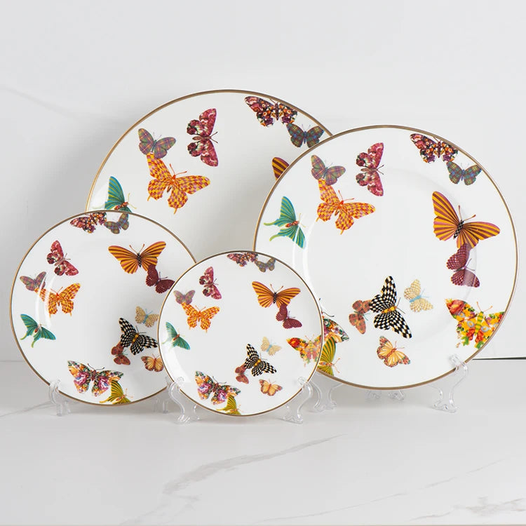 New Design Banquet Dinnerware Set Ceramic Dinner Plates Set with Gold Rim