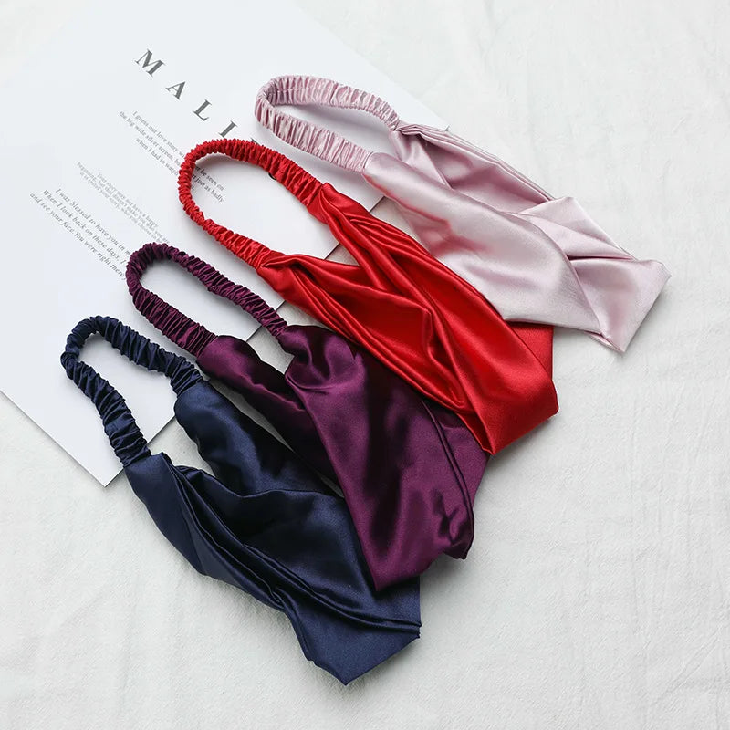 New Silk Face Wash Headband Headband Ins Hair Rope Female Elastic Band Pleated Hair Accessories Wholesale
