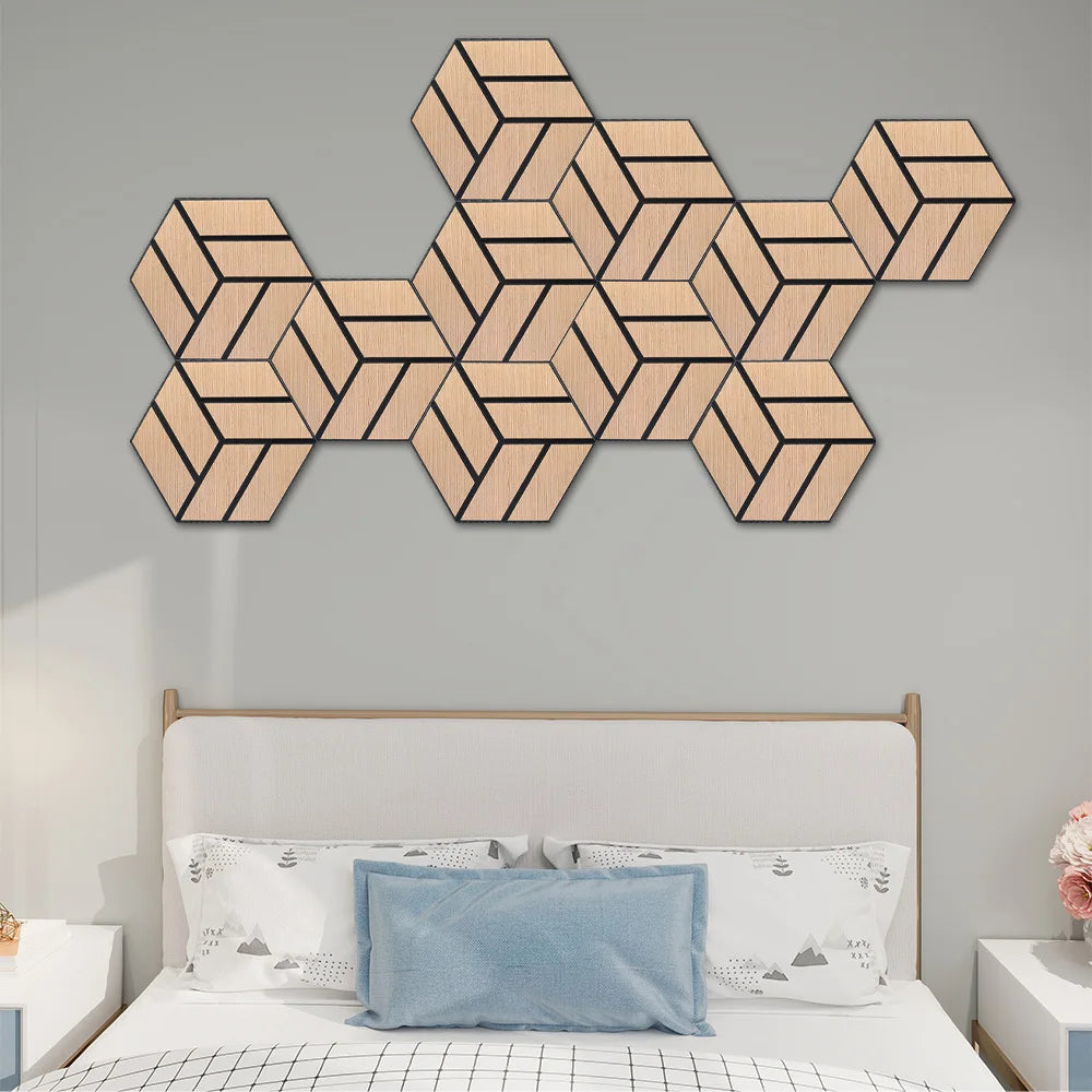 For KASARO Customizable Modern Home Acoustic Treatment Hexagonal Sound Panels with Decorative Wall Tiles Artistic Design