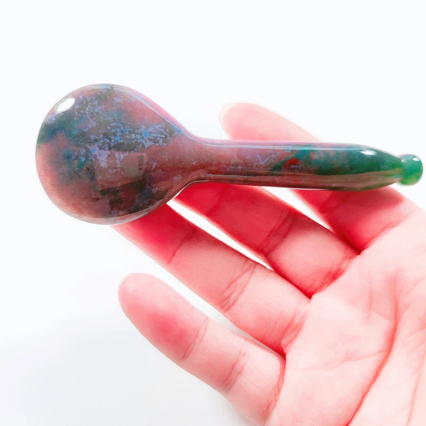 Natural Indian Agate Crystal Healing Stone Anti Wrinkle Spoon Gem Gua Sha Face Beauty Equipment