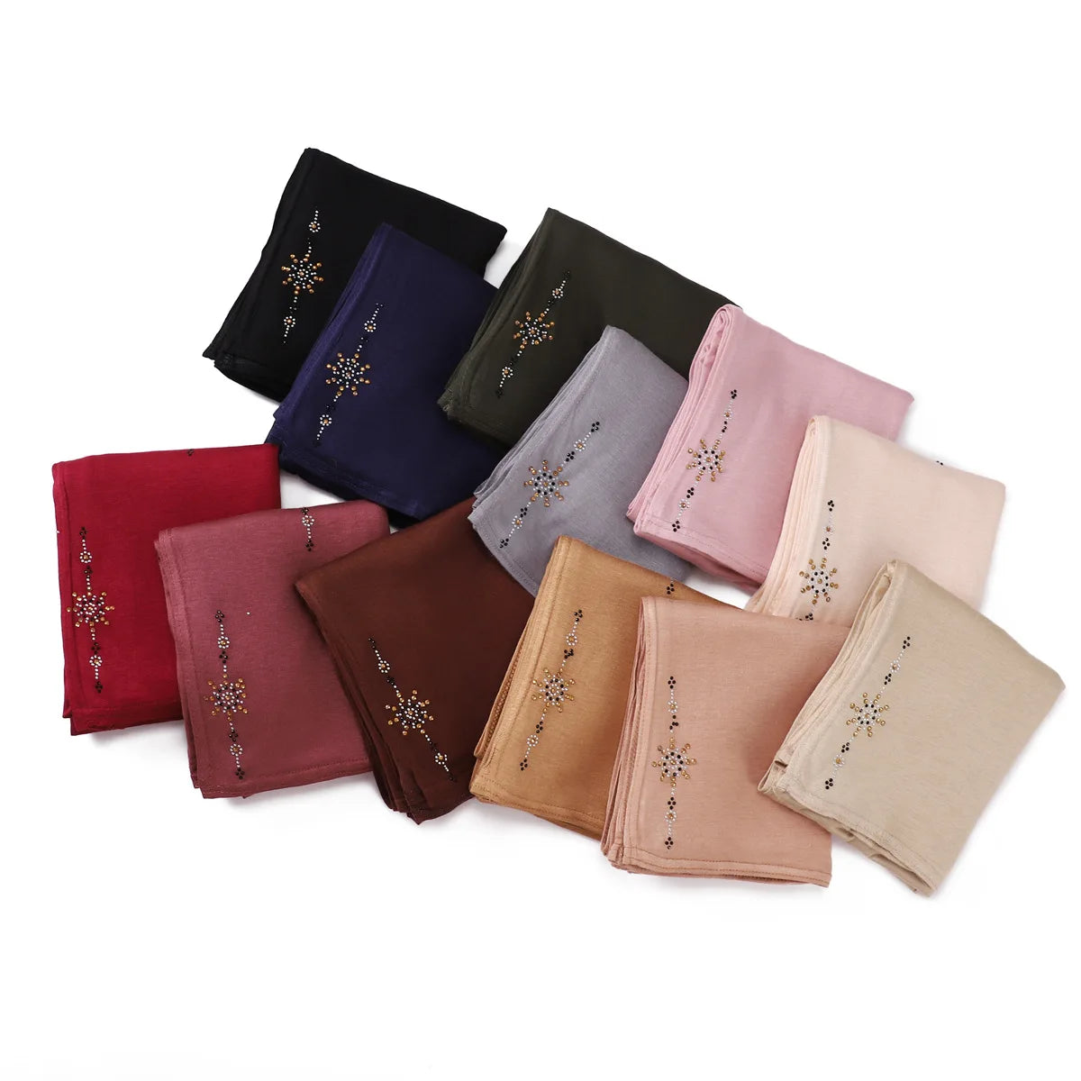 2023 Cross Border New Breathable Fashion Solid Soft Shining Ice Diamond Gift Long Scarf Hijab Jersey Shawl Headband Scarf