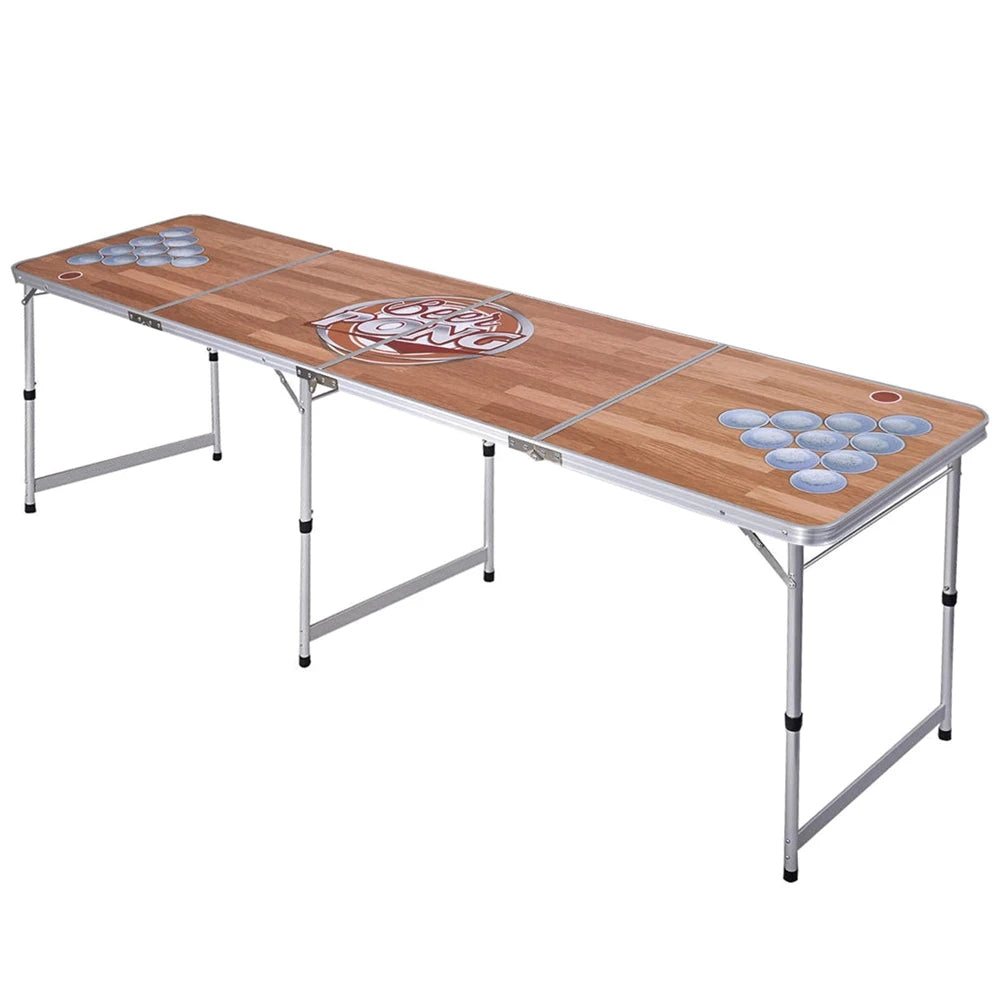 Aluminum 8ft Folding Camping Beer Pong Game Desk Picnic Aluminum Table Custom logo Superior Foldable Metal Tables with MDF