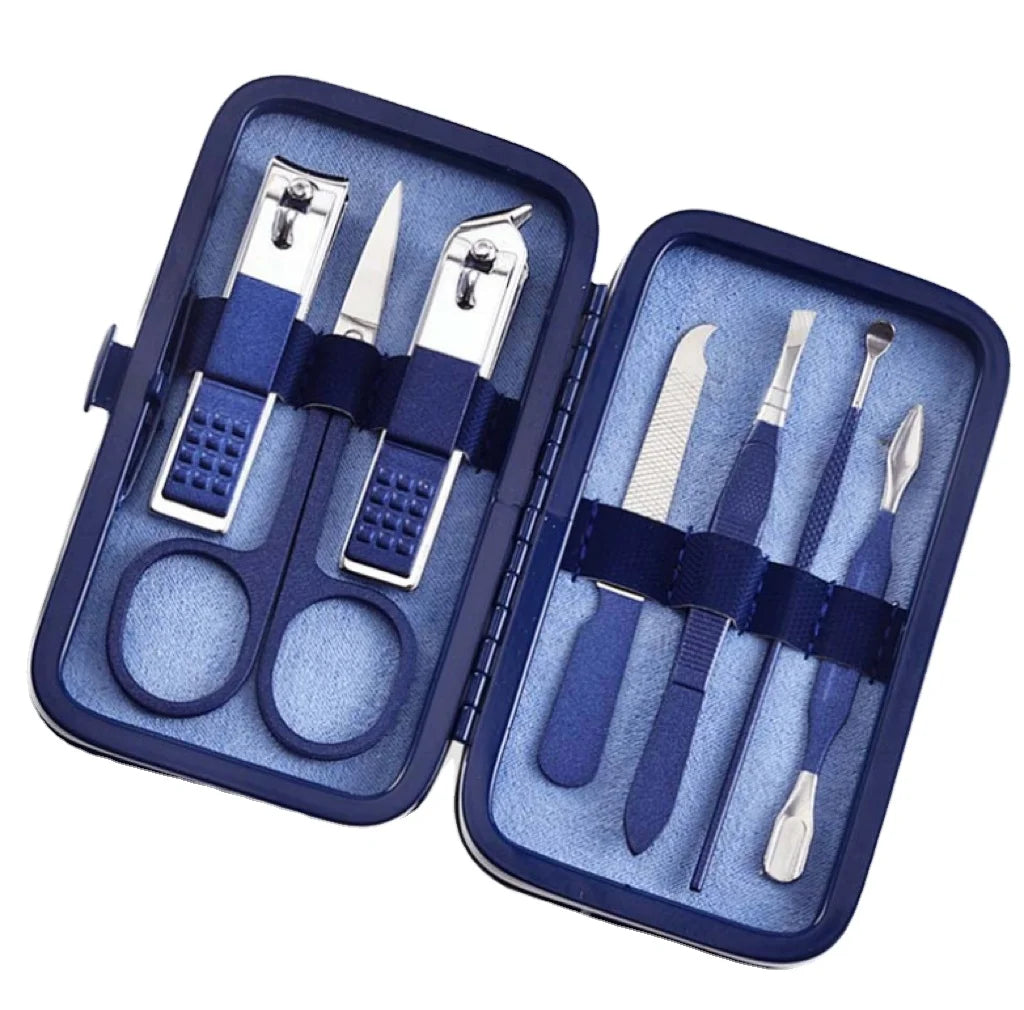 PU Leather Set Nail Clippers Nail Clippers 7pcs Stainless Steel Manicure Set Pedicure Set