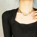 Woman Minimalist Chic Stainless Steel 18k Gold Plated Layer Twisted Snake Chain Necklace Herringbone Jewelry Necklaces