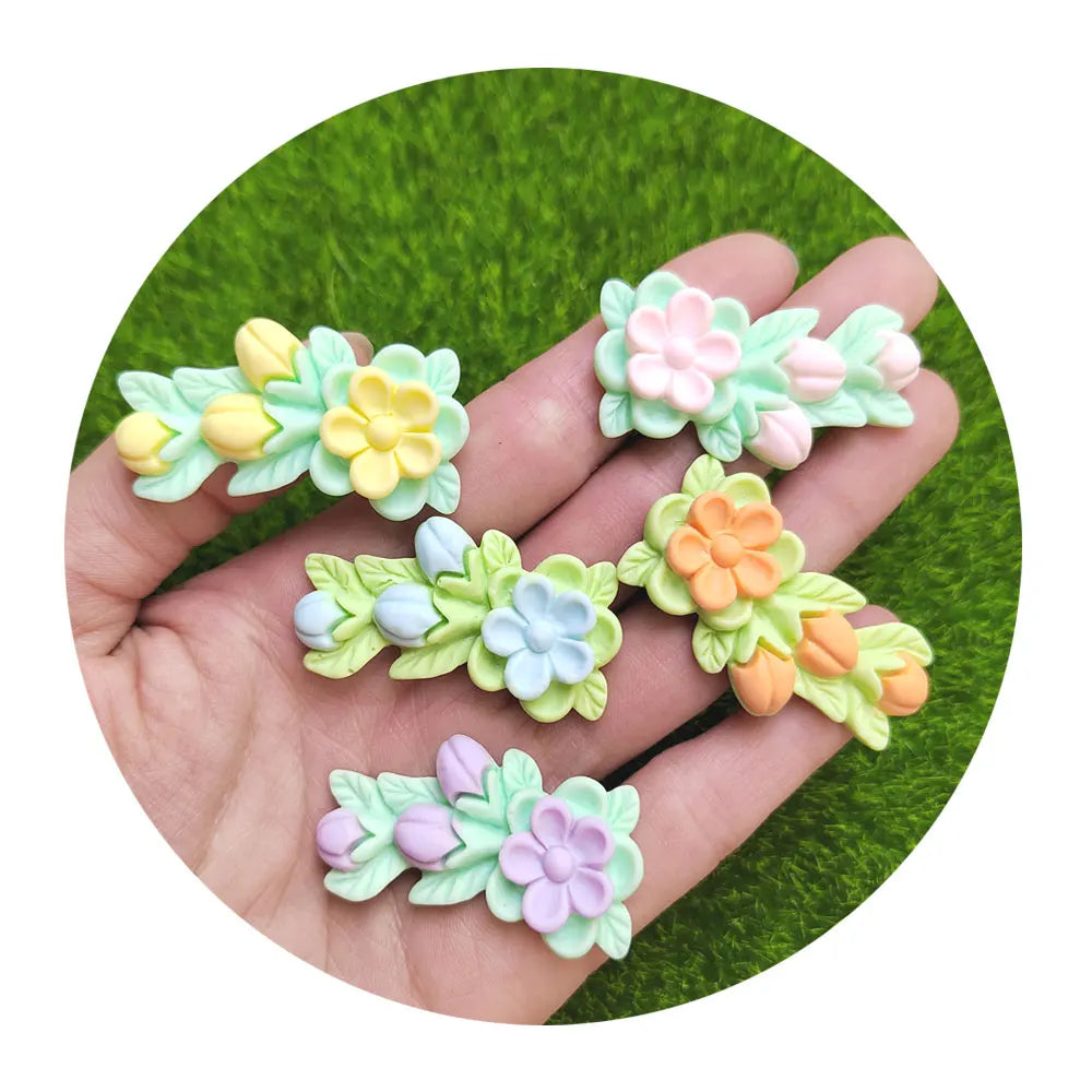 Flower Pattern Flatback Resin Cabochons Embellishments Scrapbook Craft DIY
