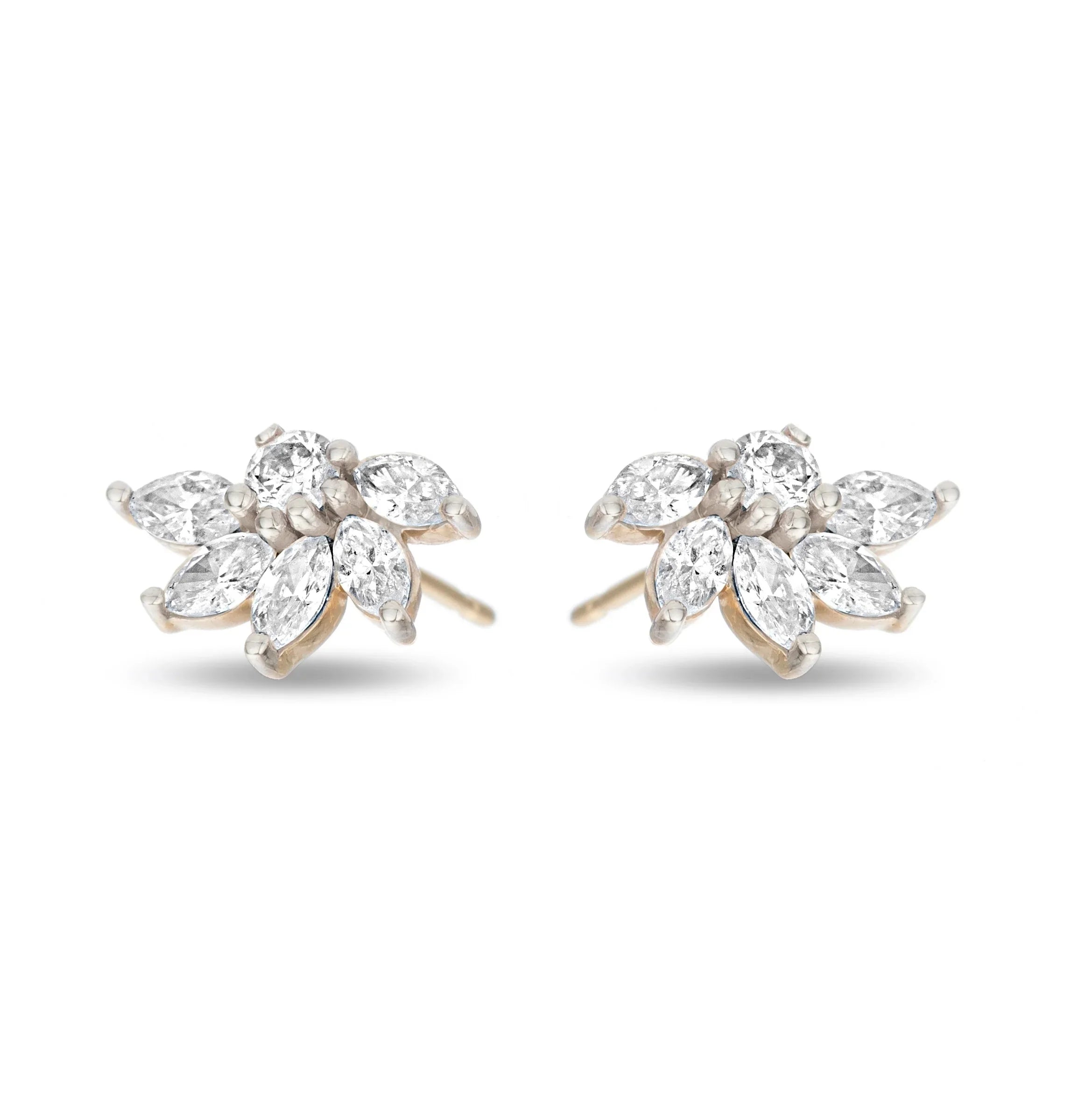 LOZRUNVE 925 Sterling Silver Delicate Flower Marquise Crystal Stud Earring Post