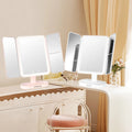 2024 Top Seller Desktop Trifold Magnified Vanity LED Lighted Travel Makeup Mirror Personalized Features