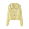 Women's Custom Summer Lapel Sweater Wholesale Casual Knit Tops with Front Logo Regular Sleeve Sweaters for Women