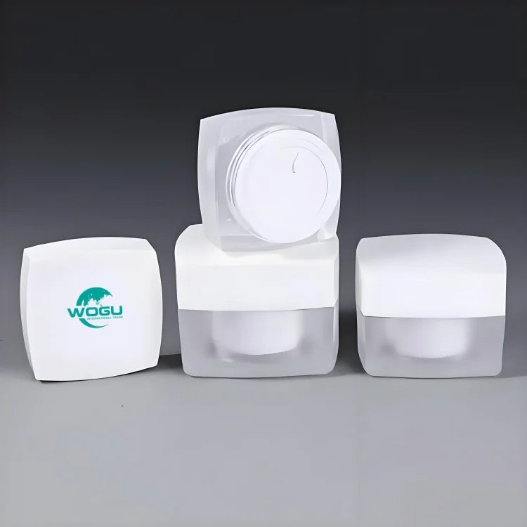 WOGU Hot Sale Frosted Matte Gel Cosmetic Packaging 15g 30g 50g Empty Square Facial Care Plastic Creams Cosmetic Jar