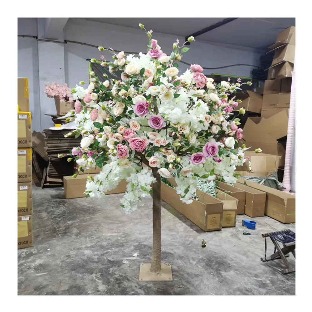 L865  Home Wedding  Decoration Table Centerpiece Indoor Sakura Flower Tree Artificial Cherry Blossom Tree