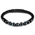 Various Natural Beads Genuine Leather Stainless Steel Clasp Charm Men Women Bracelet