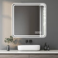 36*36inch LED Anti-Explosion Bathroom Mirror Anti-Fog Rust-Resistant Features Tri-Color Changing for Bathroom Decors Must-Have