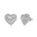 Dylam Dainty Fine Fashion Hypoallergenic 925 Sterling Silver Fade Free Heart Shape Eternity 5A Zirconia Jewelry Stud Earrings