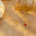 Luxurious Fashionable Love Bear Necklace Pendant Micro-Infused Diamond Colorful Zirconium for Clavicle Chain Jewelry Great Gift