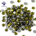 YANRUO Olivine Hotfix Rhinestone Mix Size Flatback Stones and Crystals 2088 Crystal Glass Rhinestone 16 Cut Facets for Clothes