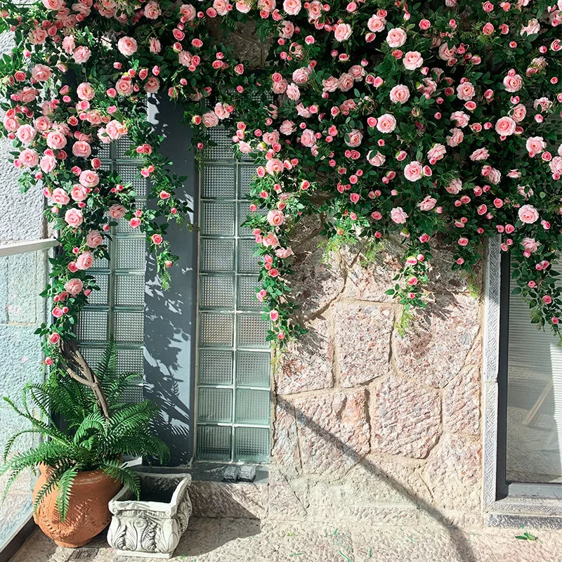 SZ Artificial Rose Vine False Flower Vine Rose Vine  Decoration Flower Art Landscaping Plant Wall Wedding Home Decoration