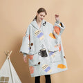Dropshipping Hot Sale Coffee Printing Hoodie Blanket Adult Kids Toddler Wearable Blanket with Big Pockets