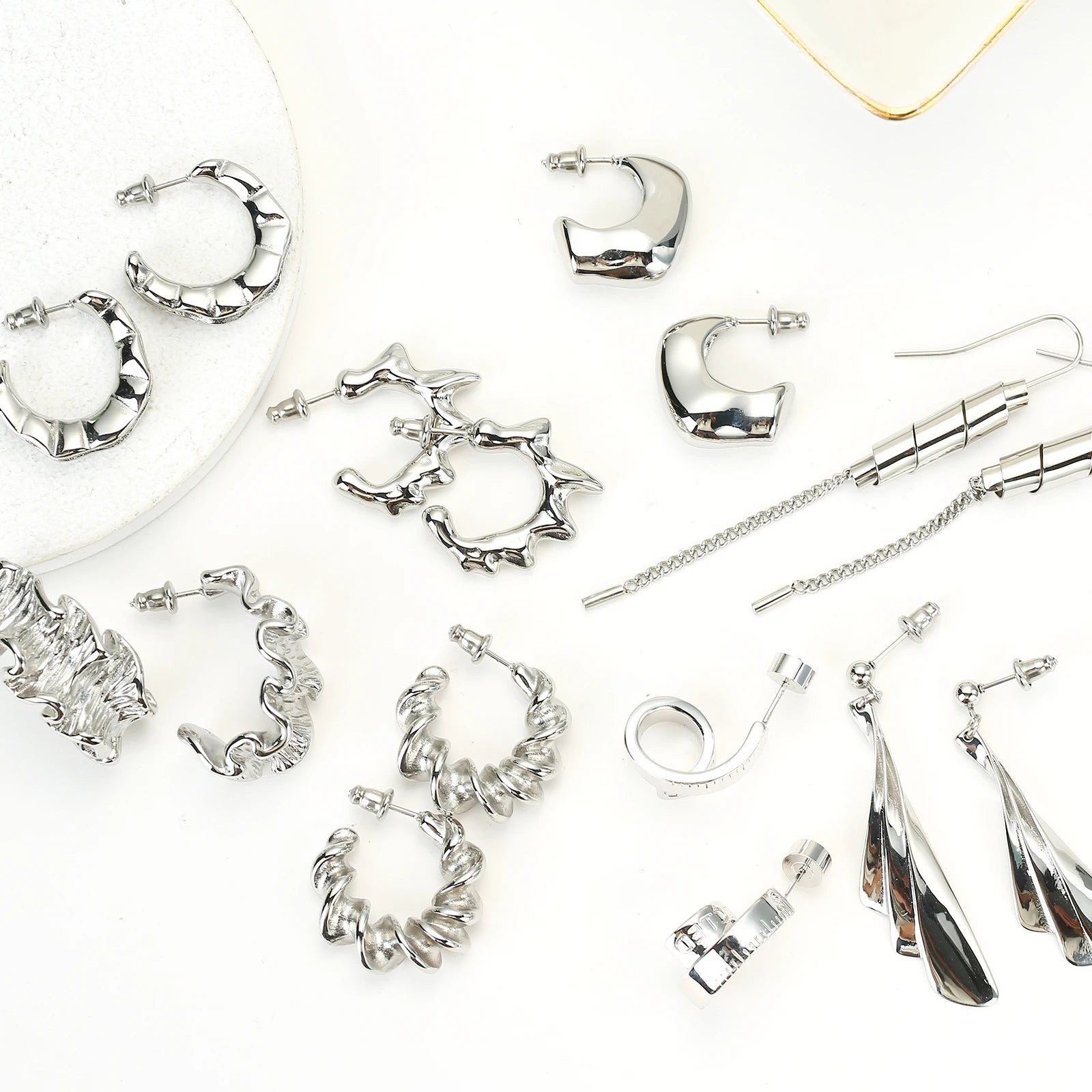 Luxury Stainless Steel Drop Earrings Women Long Dangle Earrings Fashion Jewelry for Party Wedding
