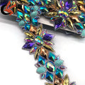 Luxurious Customized Colors Hot Fix Colors Rhinestones Motif Trim Crystal Fabric Applique Trimming for Carnival Garment DIY