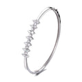 Fine Jewelry Flower Bangle in Real Silver 925 Hand Made Open Bangle Bracelet for Women