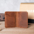 Vintage Crazy Horse Leather Men's Large Capacity Multi-Card ID Card Holder Cowhide Credit Card Clip Closure