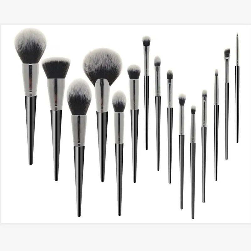 New Arrival High Quality Custom 15pcs Makeup Brush Set with Fan Brush Exclusive High Quality Custom Makeup Brush Set