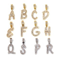 Zircon Iced Out Cz Diamond Baguette Alphabet Initial Pendants Necklace-Brass Trendy for Women & Men