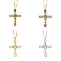 HOVANCI 14k Cross Pendant Necklace Gem Stone Christian Necklace Jewelry 12 Ankh Cross Necklace