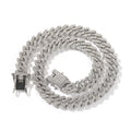 Men's Simple Geometric 12mm Crystal Rhinestone Link Chain Necklace and Bracelet Hip Hop Style Zinc Alloy Jewelry