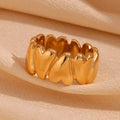 Tarnish Free 18K Gold Plated Heart Ring Waterproof Stainless Steel Stacking Ring Trendy Women's Jewelry Accessories