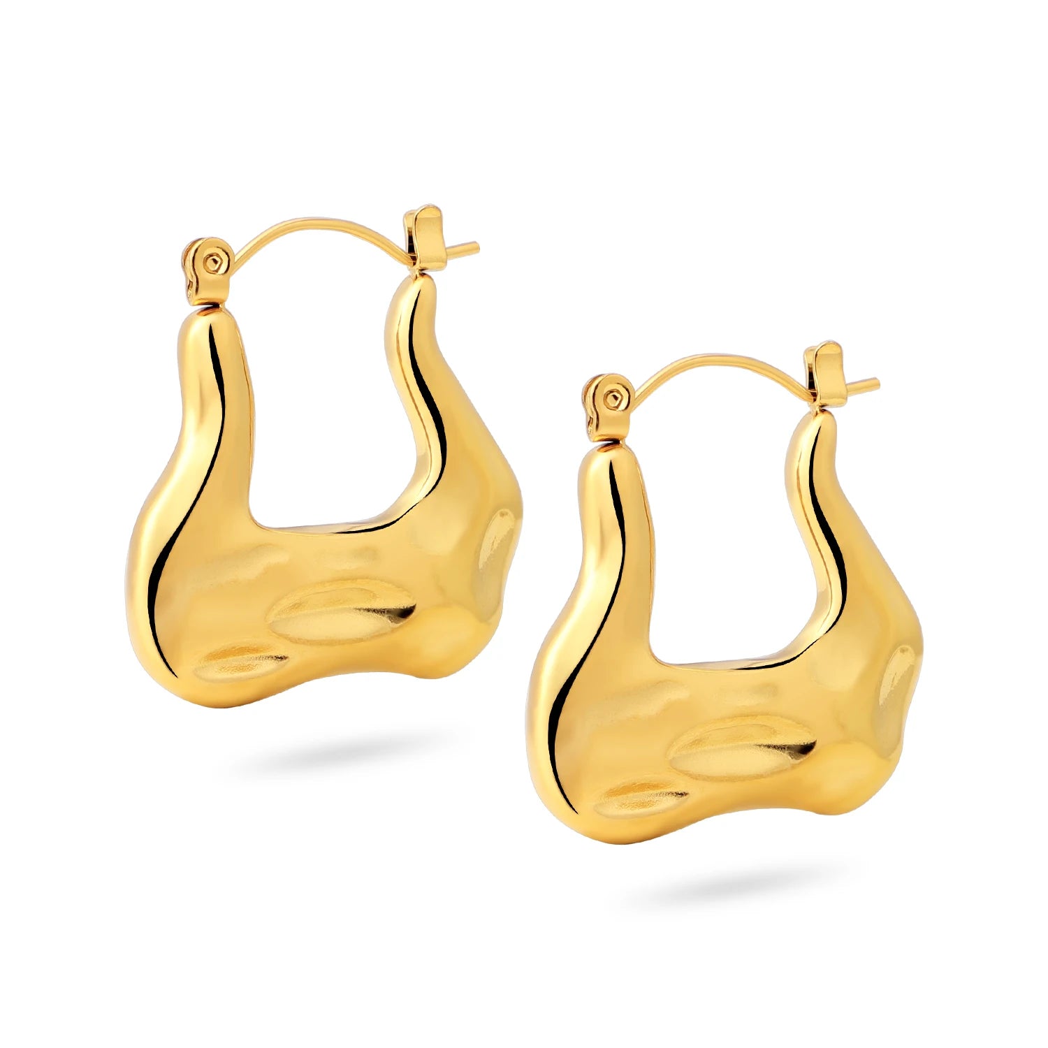 Factory Price Anniversary Gift Party Valentine's Day Irregular Glossy 18k Gold Plated Stainless Steel Jewelry Fashion Earrings