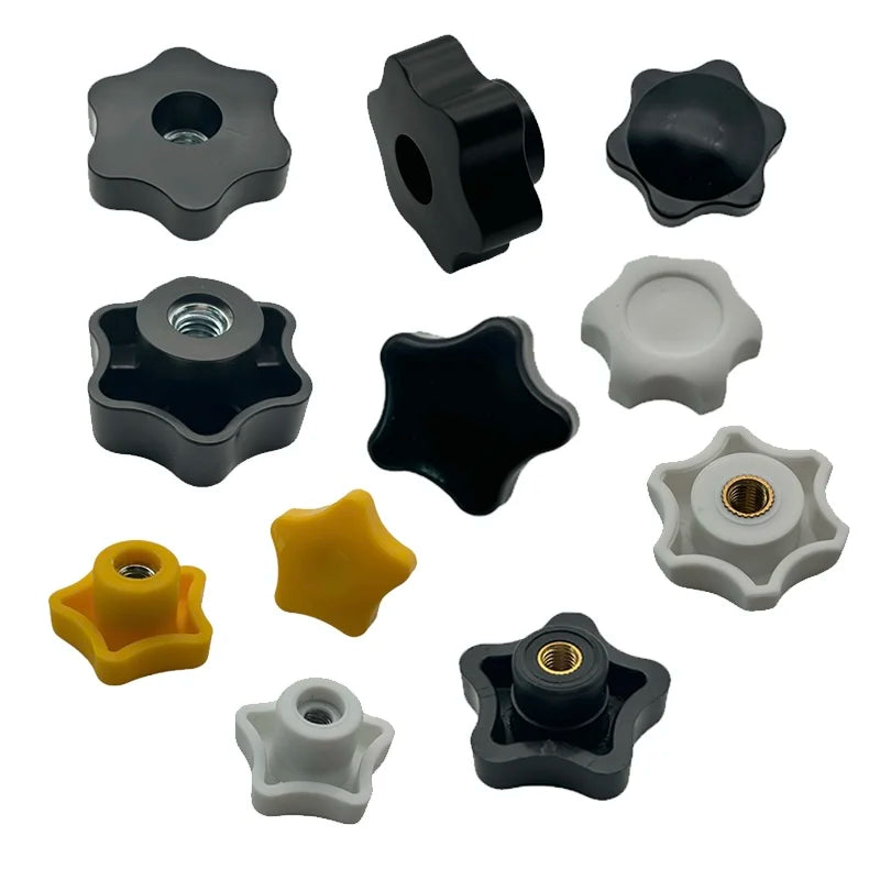 M4 M5 M8 No Hole Thread Plastic Star Head Clamping Knob Handle Machine Star Knob Stainless Steel Plastic Star Knob Thumb Nut