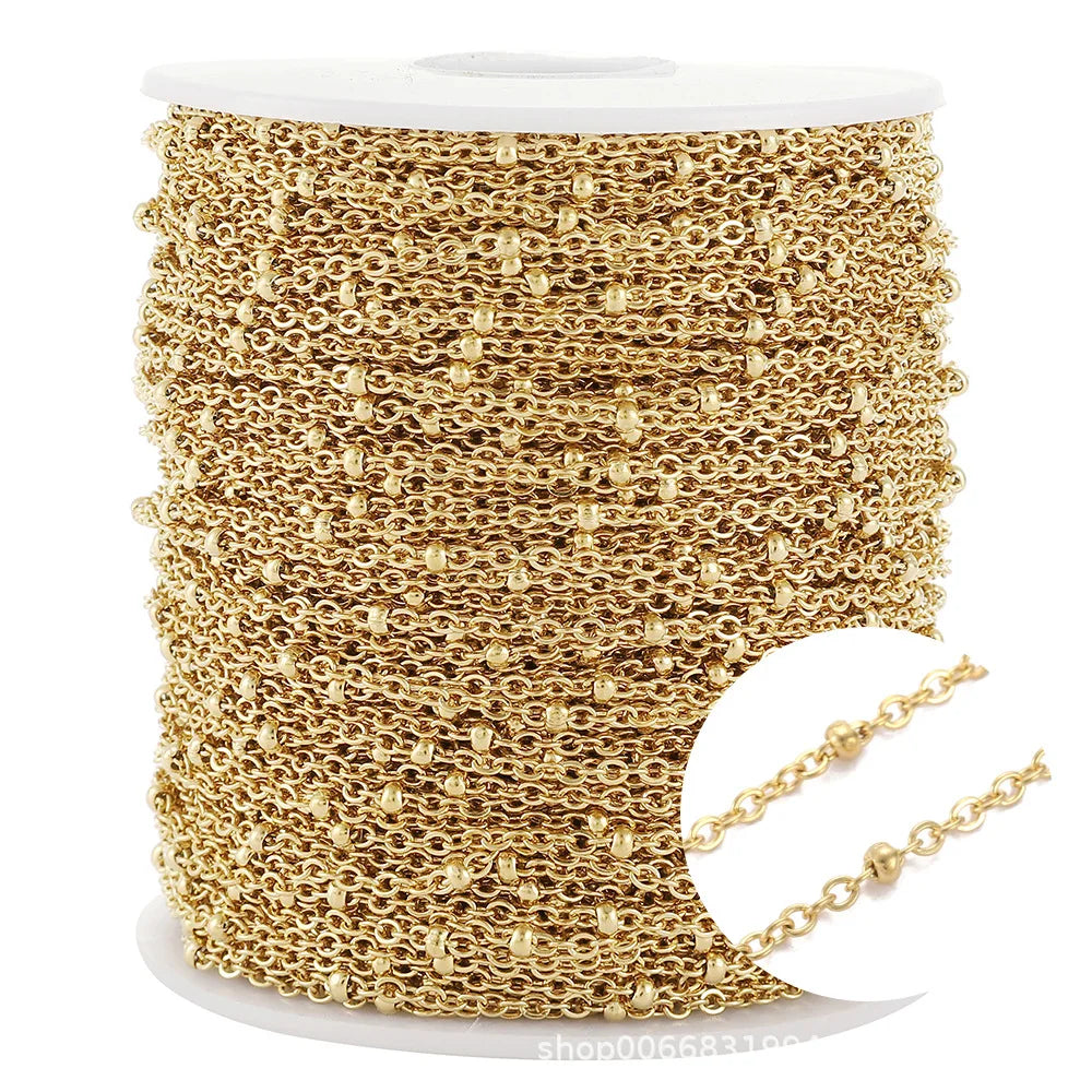 100M Length Jewelry Findings Ball Chain With Beads Stainless Steel Chain Jewelry Findings & Components