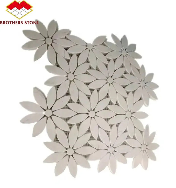 Modern Greece Thassos White Marble Mosaic Unique Irregular Shape for Kitchen Villa or Hotel for Interior Wall Parquet Design