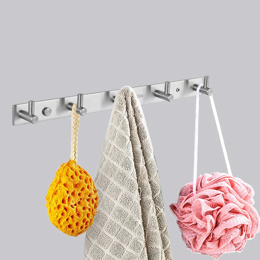 Kitchen Wall Hook SUS304 Stainless Steel Brushed Coat Hook Wall Mount Bathroom Towel Rail Rack