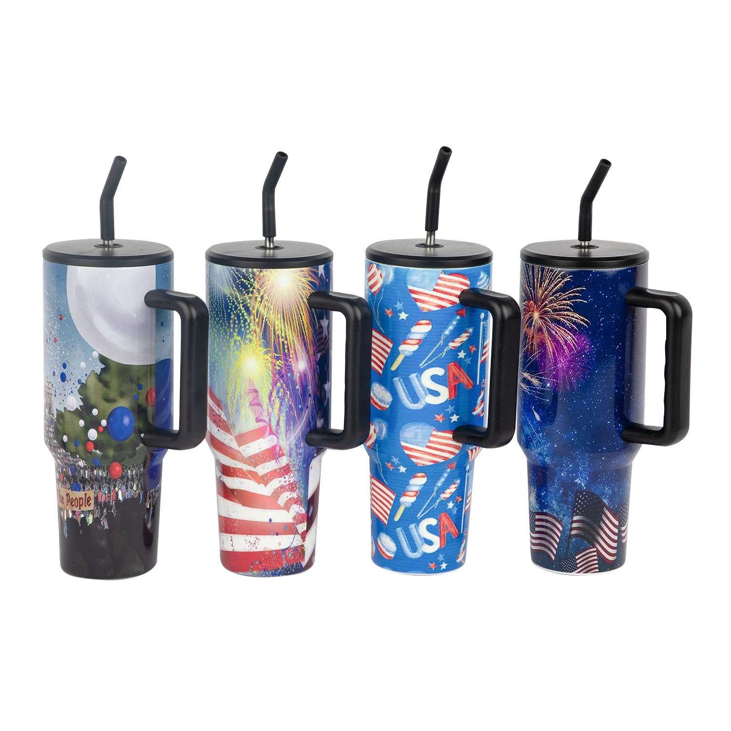 Custom Stainless Steel Sublimation 40oz Insulated Tumbler With Handle Lid and Straw