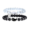 Pulsera De Pareja Heart Magnetic Bracelet for Couple Lover Elastic Adjustable YinYang Taiji Charm Beaded Bracelet