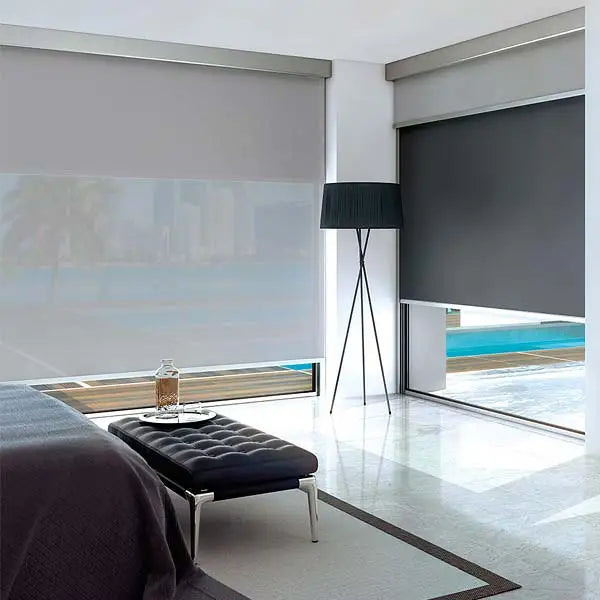 Wireless Automation WiFi Alexa Smart Control Blackout Double Blinds Motorized Zebra Roller Blinds
