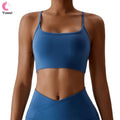 Women's Workout Sports Bras Fitness Backless Padded Ivy Low  Bra Yoga Crop Tank Top