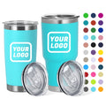 Custom logo 20oz 30oz Stainless Steel Regular Tumbler 20 oz Powder Coated Double Wall Insulated Travel Coffee Mug with Lid